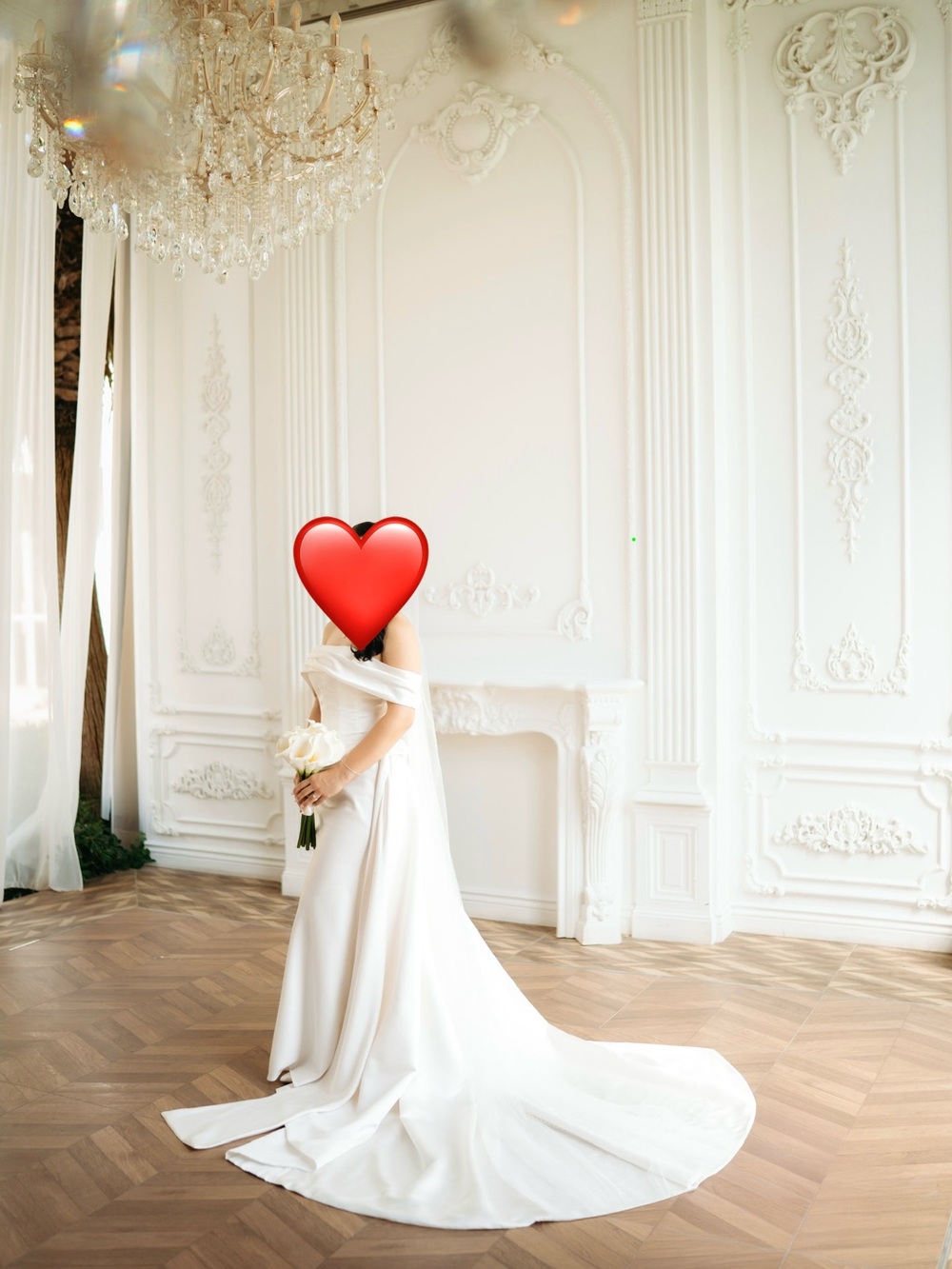 Ivory Satin Bridal Gown - Classic Off-Shoulder Wedding Dress
